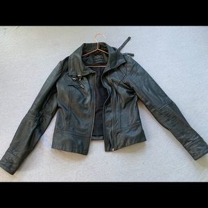 All Saints black leather biker jacket